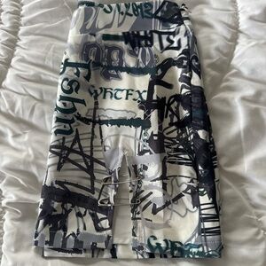 Graphic Print Skirt with Safety Pin Detail